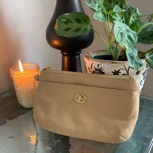 Coach beige clutch wristlet